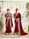 Maroon Colour Mahotsav Designer Heavy Silk Georgette Embroidery Work Party Wear Saree 21008